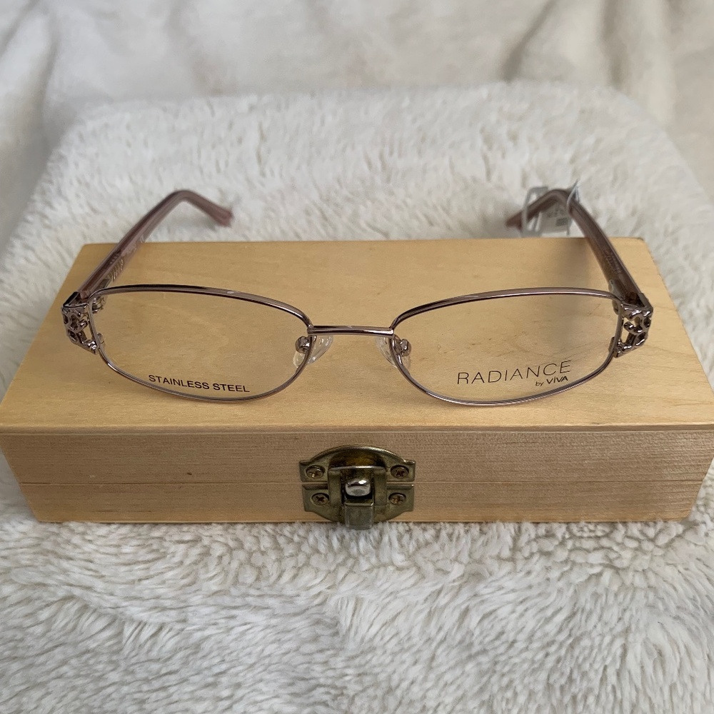 Radiance by Viva Shiny Pink Full Rim Metal Oval Eyeglasses Frames VV8000
